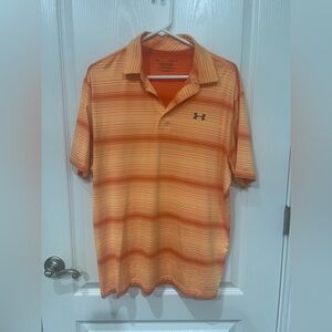 Under Armour Men's Orange Striped Polo Shirt